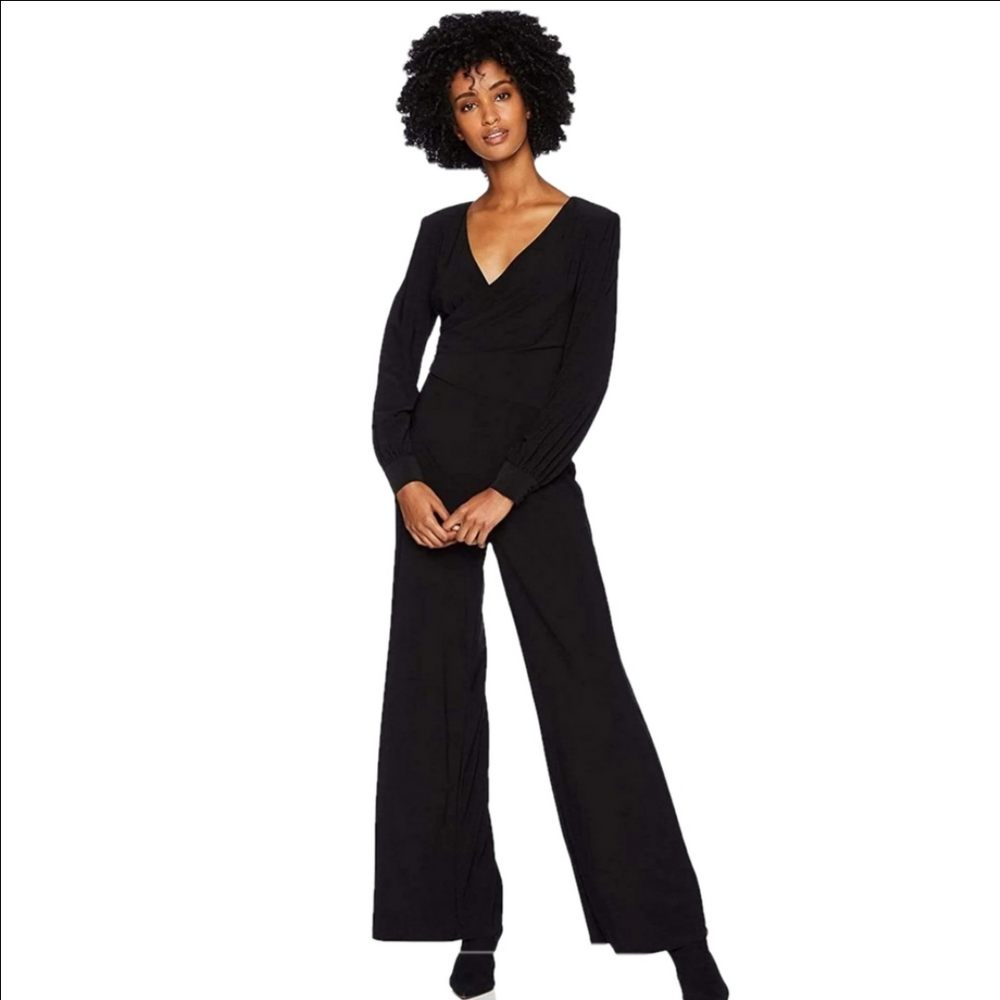 NWT Adrianna Papell Black Matte Jersey Jumpsuit Size 10